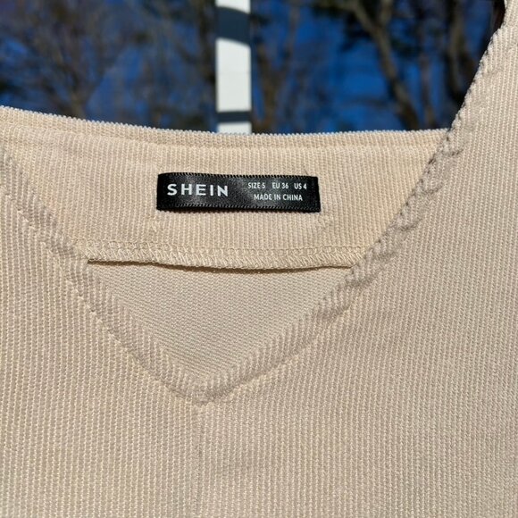 Cream Corduroy Shift Dress - Picture 10 of 10